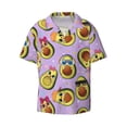 thumbnail image 2 of Lsque Cartoon Avocados print Men's Cuban Collar Short Sleeve Shirt Summer Beachwear Casual Button Down Fashionable Vacation Leisure Shirt-Large, 2 of 7