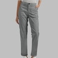 thumbnail image 2 of XAOFW Cargo Pants Women Solid Color Straight Leg Trousers High Waist Comfort Fit Work Pants With Side Pockets Trendy Bottom L, 2 of 5