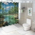 thumbnail image 7 of Orinice Beach Shower Curtain Tropical Hawaii Coast Palm Tree Jungle Mountain Natural Scenery Bathroom Decor Polyester Curtains Set with Hook  36x72, 7 of 7