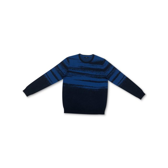 Alfani Mens Crewneck Ribbed Trim Pullover Sweater Blue L