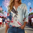 thumbnail image 2 of GEWSEY 2026 USA 250th Anniversary T Shirt Women – Patriotic American Flag V-Neck Top 3/4 Sleeve Independence Day Gift (Khaki, M), 2 of 8