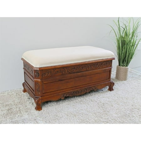 International Caravan Windsor Hand-Carved Ornate Hope Chest Bench