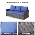 thumbnail image 5 of Yardgrace Patio Couch PE Rattan 3-Seat Outdoor Sofa Brown Wicker Furniture Set Deep Seating with Anti-Slip Blue Cushion, 5 of 6