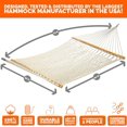 thumbnail image 5 of Castaway Living 13 ft L x 55 in W 2 Person Traditional Hand Woven Cotton Rope Hammock W/ Extension Chains, Tree Hooks & Storage Bag, 5 of 7