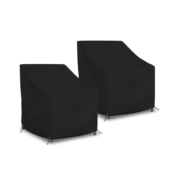 COVERS&ALL Outdoor Chair Cover 18 OZ Pack of 2 Waterproof - 100% Weather Resistant Customize cover Stackable /Patio Chair covers with Air Pocket & Drawstring for Snug Fit (29"L x 30"D x 36"H, Black)