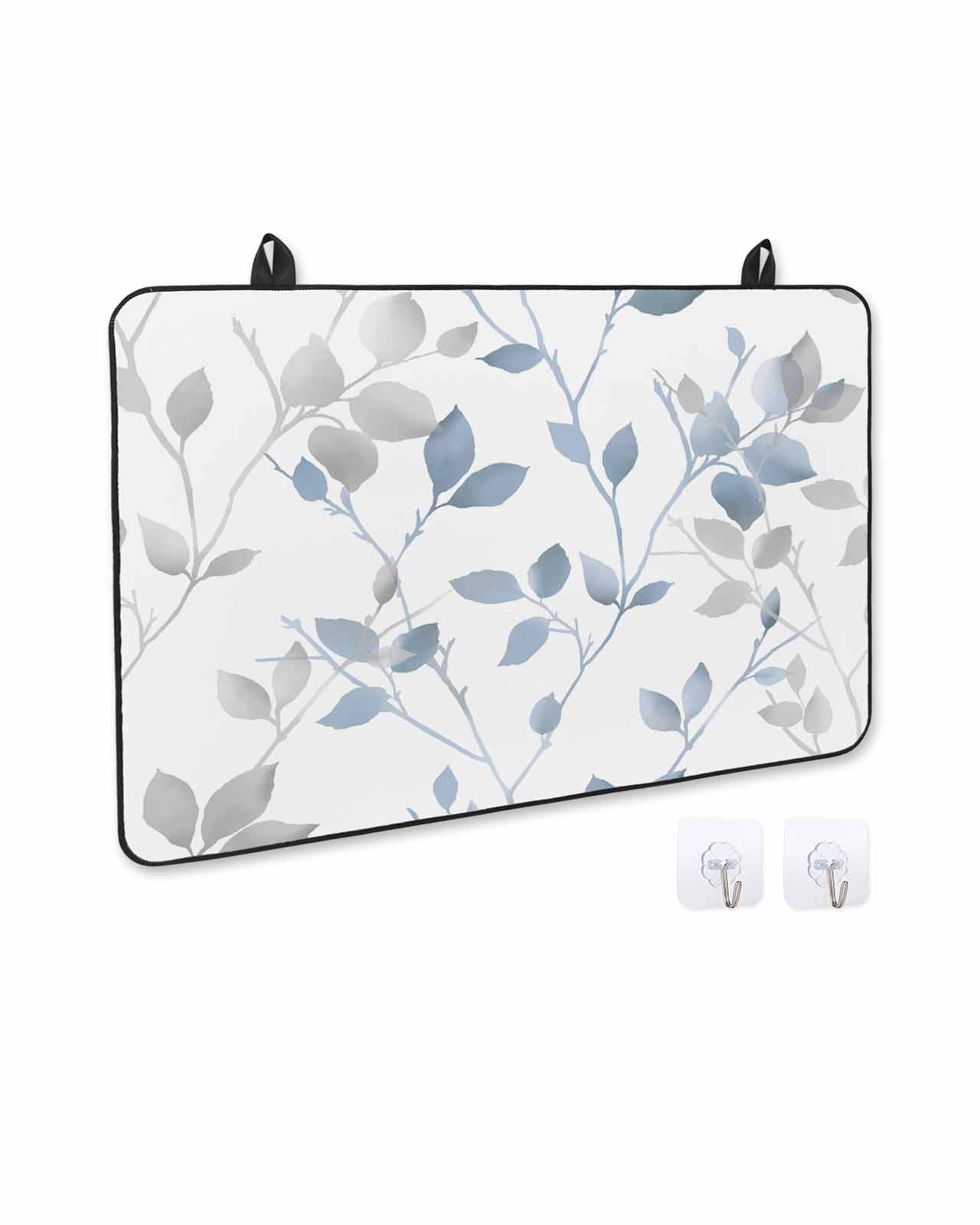 nqOlkjepod Large Induction Cooktop Protector Mat 24"x21", Blue Branches Leaves Stove Top Covers for Electric Stove, Spring Summer Botanical Pastoral Stove Burner Cover Mats, Glass Top Stove Cover
