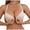 Beige, variant on Front Closure Bra Halter Neck Adjustable Wide Strap Wireless Stretch Daily Lift Support Everyday Bras for Women