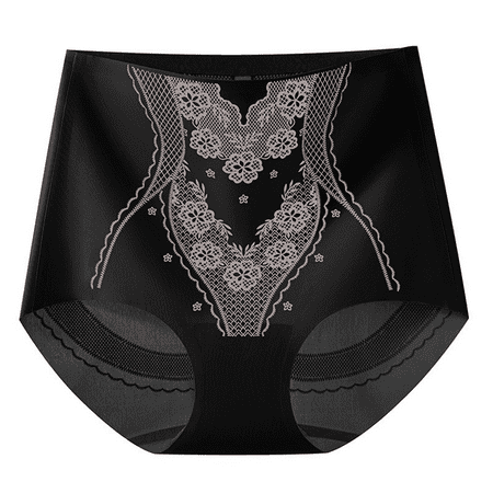 Fulorrnie Underwear for Women Tummy Control Seamless High Waisted Banded Waist Panties Elastic Stretchable Panty  Black  XXL