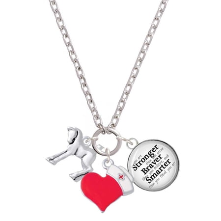 Delight Jewelry Silvertone Equestrian Horse - Red Heart Nurse Strong Zoe Necklace