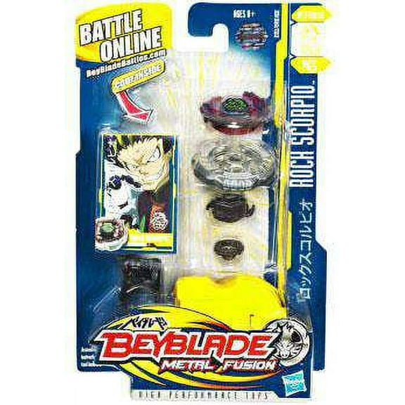 Beyblade Rock Scorpio Customizable Spinning Top with Assembly Tool and Ripcord for Defense Strategy