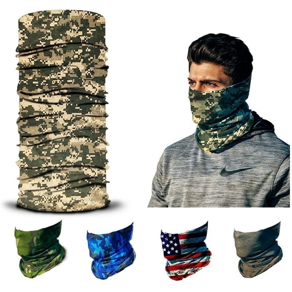 ARMORAY Face Mask, Neck Gaiter, 12-in-1 Headband Scarf, Balaclava, Bandana, Sweatband for Fishing, Hiking, Running & Outdoor Sports, Dustproof & Sun Protection Mud Camo