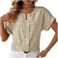 thumbnail image 1 of Tops Cortos para las Mujeres Cuello en V Impreso Manga Corta Top Casual, Camiseta de Baile sin Mangas para las Mujeres, 1 of 4