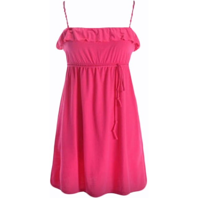 Aeropostale - Vestido de verano con cuello de volantes para mujer, rosa, grande