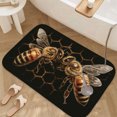 thumbnail image 5 of 1pc Two Bees on Honeycomb Absorbent Non-Slip Bathroom Thickened Flannel Rug Decor,Soft,Quick Drying,Suitable For Indoor/outdoor Use,Bathrooms,Bedrooms,Kitchens,Terrace,Laundry Rooms,16"x24", 5 of 9