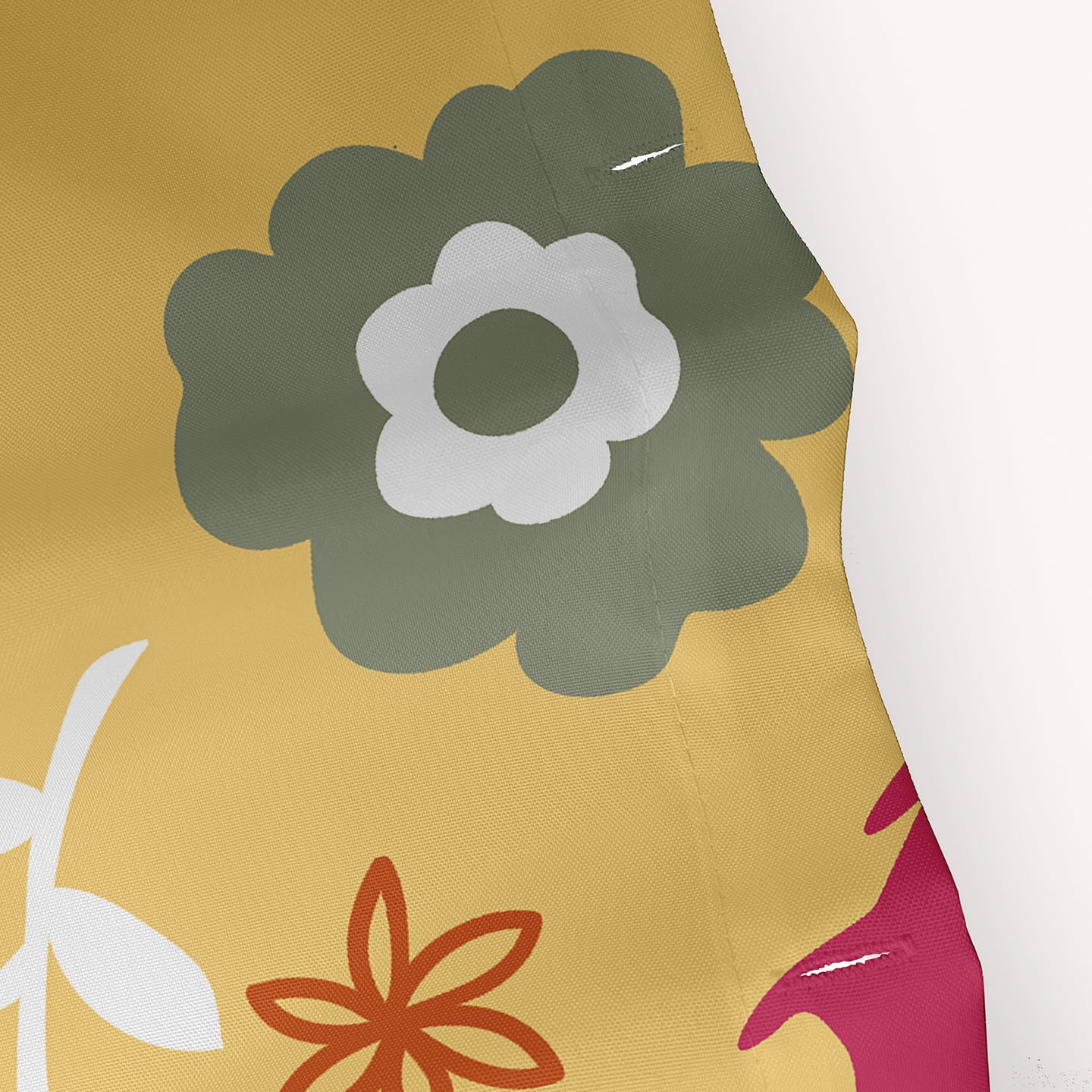 Simply Daisy 70" W x 73" L Flowery Love with Bunnies Polyester Shower Curtain, Daffodil Yellow-Pink [1 Ct]
