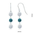 thumbnail image 2 of Gem Stone King 925 Sterling Silver White Moissanite and London Blue Topaz 3 Stone French Wire Dangle Earrings for Women (3.40 Cttw, Gemstone Birthstone, Round 5MM), 2 of 2