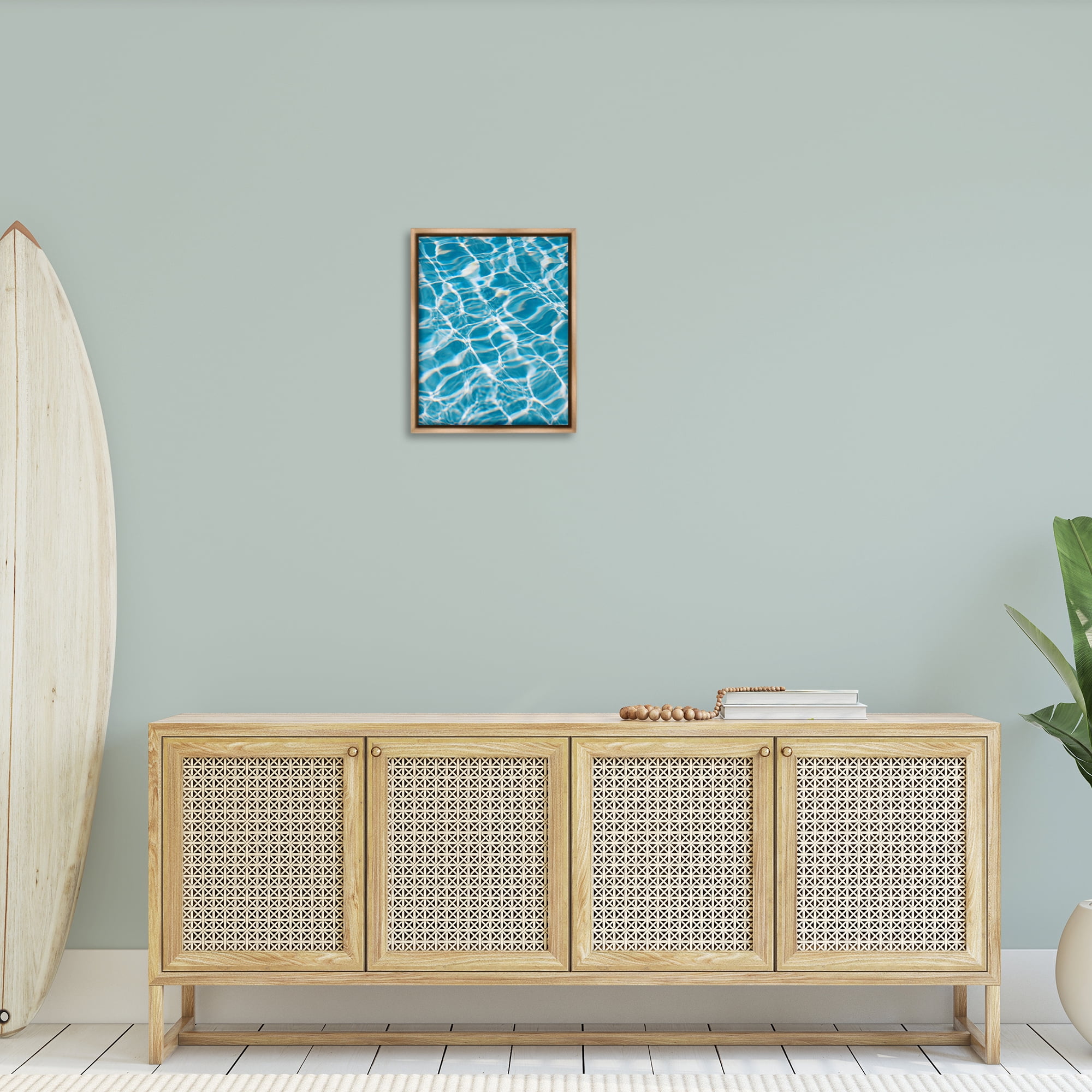 Stupell Industries Ocean Water Ripples Abstract Painting Brown Floater Framed Canvas Art Print Wall Art, 17 x 21