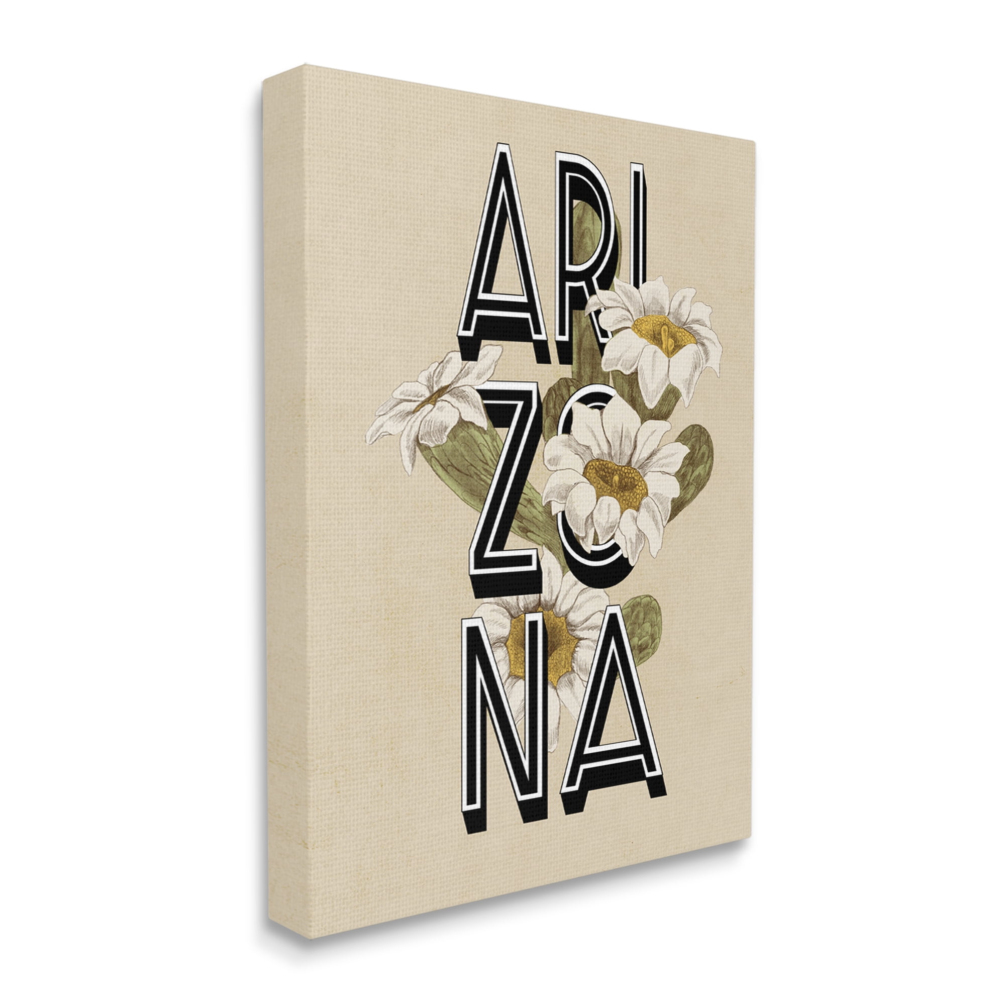 Stupell Industries Arizona State Flower Saguaro Blossom Typography Design Graphic Art Gallery Wrapped Canvas Print Wall Art, Design by Daphne Polselli