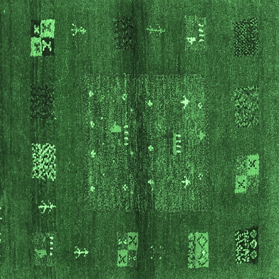 Ahgly Company Indoor Square Abstract Emerald Green Contemporary Area Rugs, 8' Square