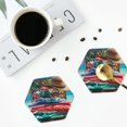 thumbnail image 4 of Fuzoiu Tropical Vacation Essentials Print Leather Coasters Set,Drink Coasters Set of 4,for Tabletop Protection, Durable PVC Coasters,Home Décor and Housewarming Gift-Hexagon, 4 of 6