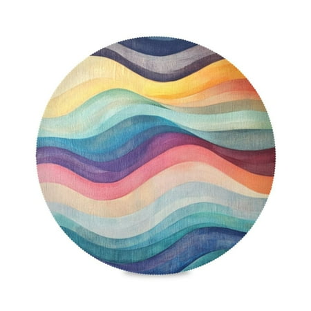 

Round Plate Mat 15.4x15.4 Inchesx6 Placemat Table Mat Kitchen Mat Coffee Mat Fabric Thick Strong Wear-Resistant Heat Resistance Color Curved Wave