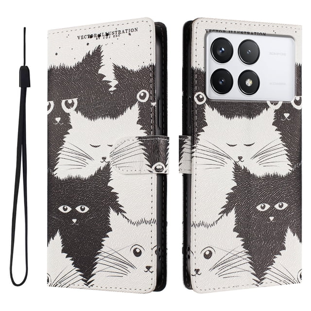 FOXDOCK Funda Tipo Cartera para Xiaomi 14T con Soporte y Correa – Diseño de Patrones Lindos