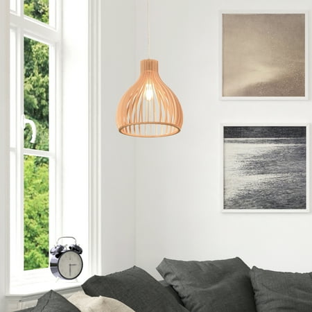 

Decor Therapy Demelza Wood Frame Pendant Light Natural Wood Tone