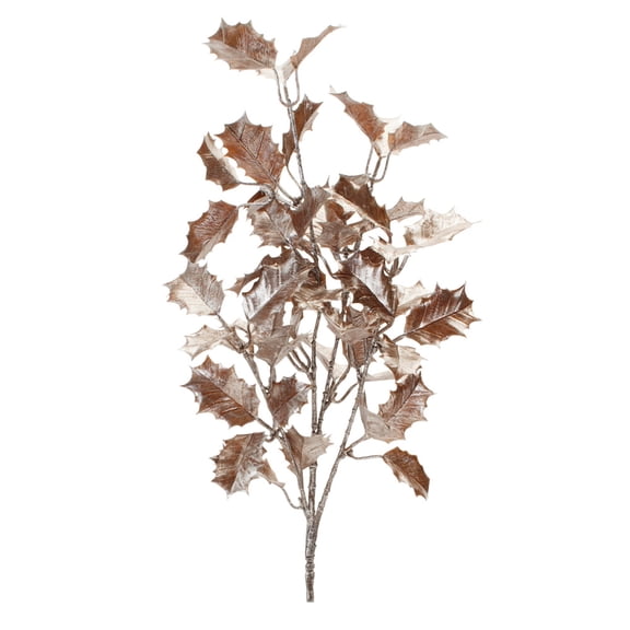 Melrose Metallic Holly Leaf Artificial Christmas Sprays - 24" - Silver and Brown - Set of 6
