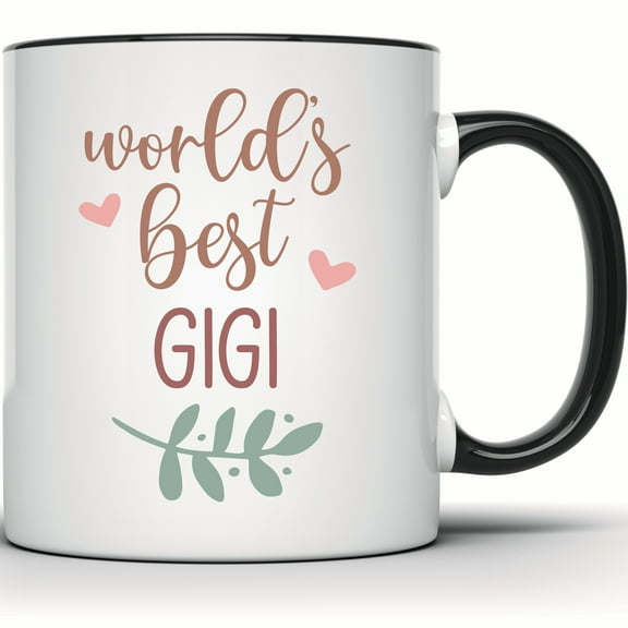 World's Best Gigi Mug - Perfect Gigi Gift, Grandma Mug, Grandmother Present, Mother's Day & Birthday Gift, Coffee Mug for Gigi - 11 Ounce Black Rim Handle Novelty Coffee Cup - WMUG1122-BLK