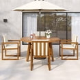 thumbnail image 6 of 5-Piece Outdoor Patio Dining Set Acacia Wood Outdoor Dining Set Patio Furniture Set with Four Armchairs and a Table for Garden, Balcony,, 6 of 9