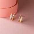 thumbnail image 4 of Solid 925 Sterling Silver CZ Huggie Earrings Half Hoops for Women Teens Double Hoop Earrings Studs Open Hoops Minimalist, 4 of 6