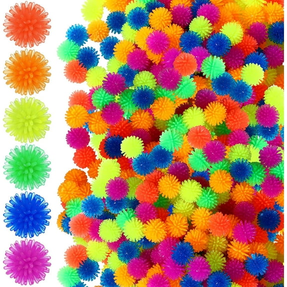 BlinkLLX 100 Pcs Spiky Hedge Balls Multicolor Small Porcupine Ball Mini Stress Relief Calming Fidget Toys Soft Sensory Bright Assorted Colors for Birthday Party Favors Home Office