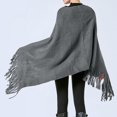 thumbnail image 2 of Hauaitttt Women Poncho Sweater V Neck Solid Knit Pullover Cape Lightweight Shawl Elegant Wrap with Fringes for Women Womens Dress Jackets for Evening Wear Girls Shawl Wool Scarf Shawl with Hood, 2 of 7