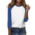 thumbnail image 6 of FNFYFH 3/4 Sleeve Baseball Tees for Women 2025 Summer Casual Crewneck Pullover Athletic Raglan Sleeve Tops Lightweight Patchwork Blouses, 6 of 7