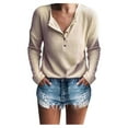 thumbnail image 2 of Womens Henley Shirts V Neck Long Sleeve Button Down Tops Warm Waffle Knit Tees, 2 of 3