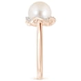 thumbnail image 3 of ANGARA Freshwater Cultured Pearl Overlapping Halo Ring in 14K Rose Gold for Women | June Birthstone, Birthday, Anniversary, Jewelry Gift for Women | Pearl Ring, 3 of 8