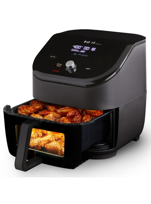 Instant Pot Vortex Plus 6-Quart 6-in-1 Air Fryer Oven with ClearCook Cooking Window, Digital Touchscreen, Nonstick and Dishwasher-Safe Basket, Includes Free App with over 1900 Recipes, Single Basket