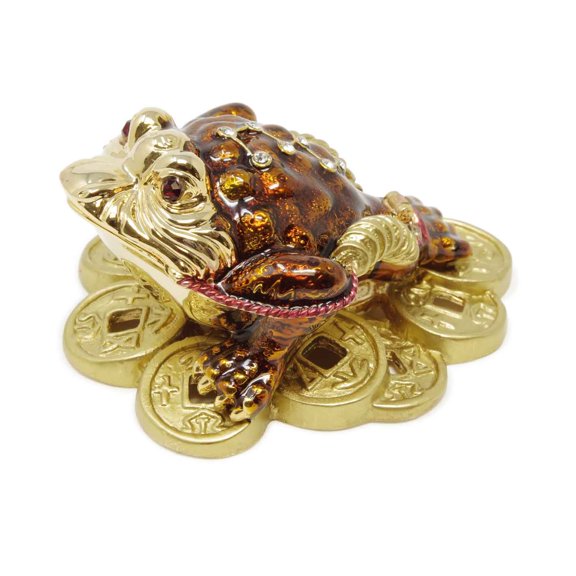 Supreme Housewares Toad with Crystal Glass Pewter Hinged Jewelry Trinket Box with Magnetic Closure