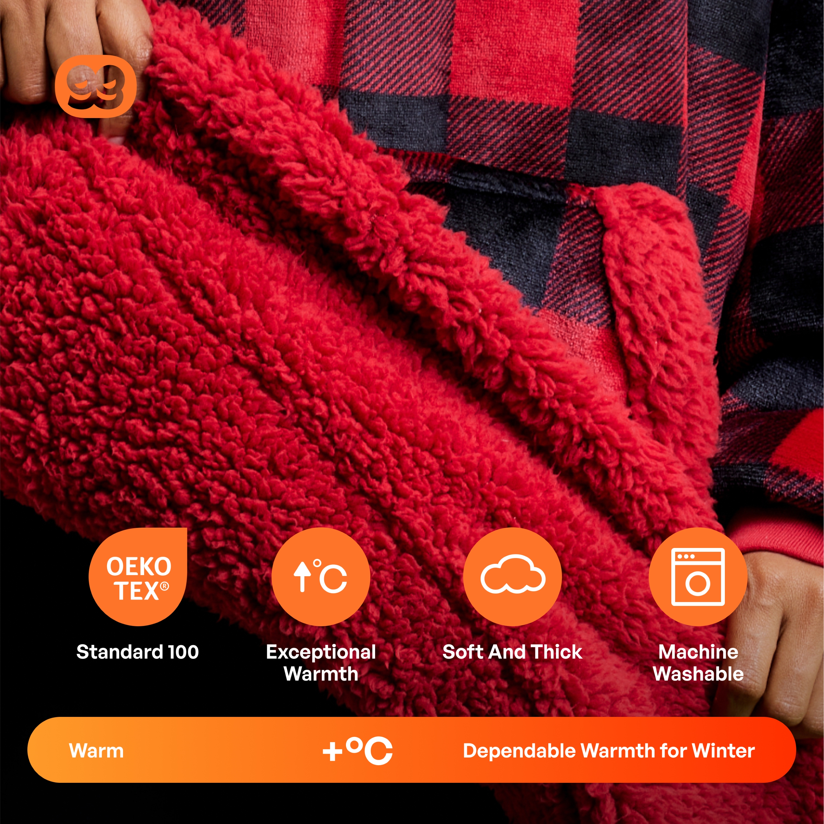 Joyfy Wearable Blanket Oversized Sherpa Sweatshirt, Warm and Cozy Hoodie Blanket for Adult Christmas Birthday Gift