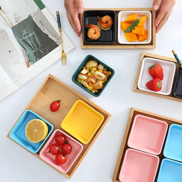 Plato de fruta con compartimentos de cerámica Plato pequeño Plato para salsa Plato para frutos secos Plato para aperitivos de restaurante Plato para frutas Plato para sabores