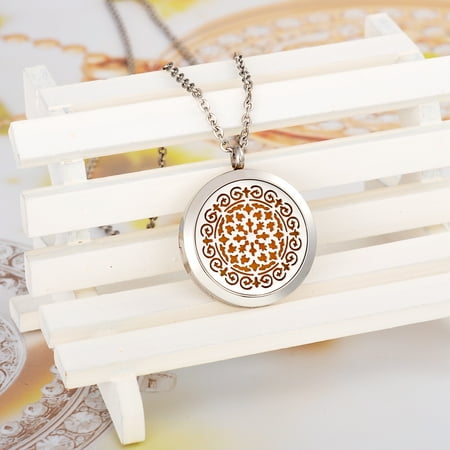 Vintage Cameo Locket - Vintage Flower Round Aromatherapy Perfume Essential Oil Diffuser Necklace Locket