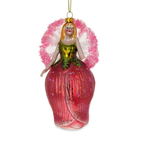 - Fairy In a Rose Dress Blown Glass Christmas Ornament 5.5 Inches