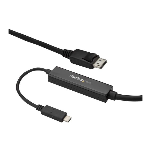 StarTech.com 9.8ft/3m USB C to DisplayPort 1.2 Cable 4K 60Hz, USB-C to DisplayPort Adapter Cable HBR2, USB Type-C DP Alt Mode to DP Monitor Video Cable, Compatible w/ Thunderbolt 3, Black - USB-C Male to DP Male (CDP2DPMM3MB) - External video adapter - STM32F072CBU6 - USB-C - DisplayPort - black