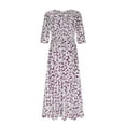 thumbnail image 3 of Robe à Manches Longues Femme Mode Manches Trois Quarts Col Rond Poche Imprimée Robe Longue pour Dames Robe d'Été à Manches Longues Robe d'Été Ample pour Femmes Robe Longue d'Été pour Femmes, 3 of 6