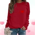 thumbnail image 1 of Qertyioot T-Shirt Graphique pour Femmes de la Saint-Valentin à Manches Longues, Haut à Col Rond Imprimé, Chandail Décontracté, 1 of 5