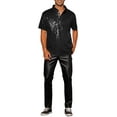 thumbnail image 2 of INSPIRE CHIC Sequin Polo for Men's Sparkle Short Sleeves Club Party Shiny Golf Shirts 3XL Black, 2 of 6