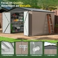 thumbnail image 3 of NETAJE 10'x10' Outdoor Metal Storage Shed with Updated Frame Structure and Lockable Doors for Backyard, Garden, Patio, Lawn, Brown, 3 of 8