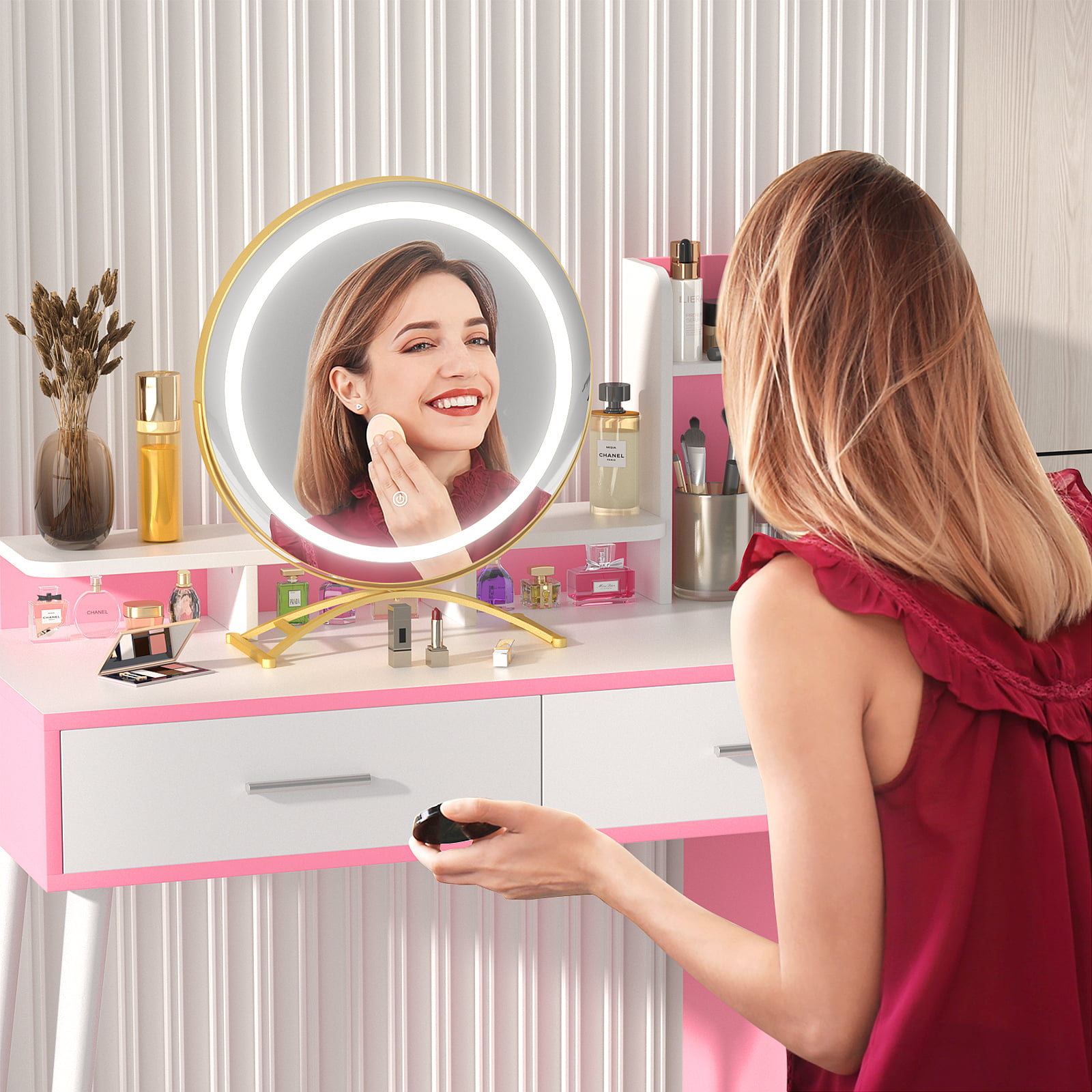 chanel pink mirror