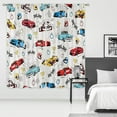 thumbnail image 4 of Race Car Curtains for Kids Bedroom 42Wx63H Inch Rod Pocket Boys Curtains Cool Cartoon Red Blue Car Flag Art Printed Toddler Nursery Children Living Room Playroom Window Drapes Fabric 2 Panels, 4 of 5