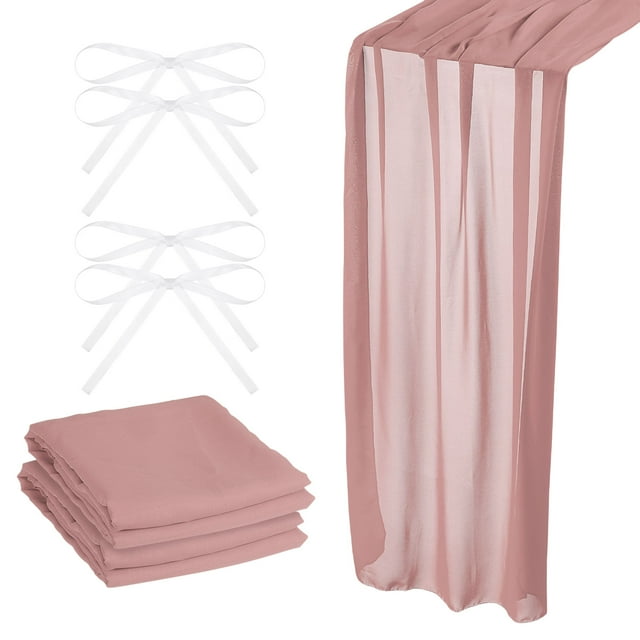 Camino de Mesa de Gasa Unique Bargains 2 Paquete 28 x 120 Pulgadas Polvoriento Rose